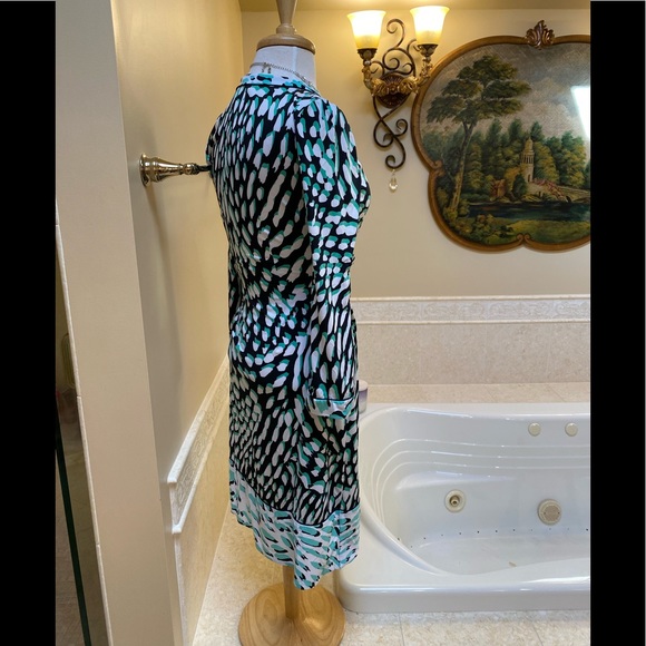 NWOT BCBG MaxAzria Black Green White Wrap Sexy Spring Classic Dress S - Picture 9 of 14